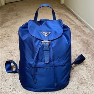 Authentic Prada Blue Nylon Backpack.